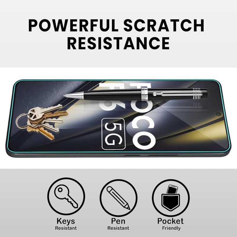 Image of Screen Protector Tempered Glass For Poco F6 5G Cellphone With Easy Installation Kit