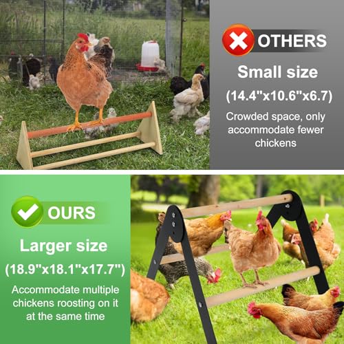 Image of Wooden Chicken Roosting Perch, Metal and Wooden Training Hen Roosting Bars Stand for Coop Entertainment