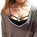 Mixmax Women Strappy Crop Tank Tops Bustier Cutout Padded Bra Cami (Black4)