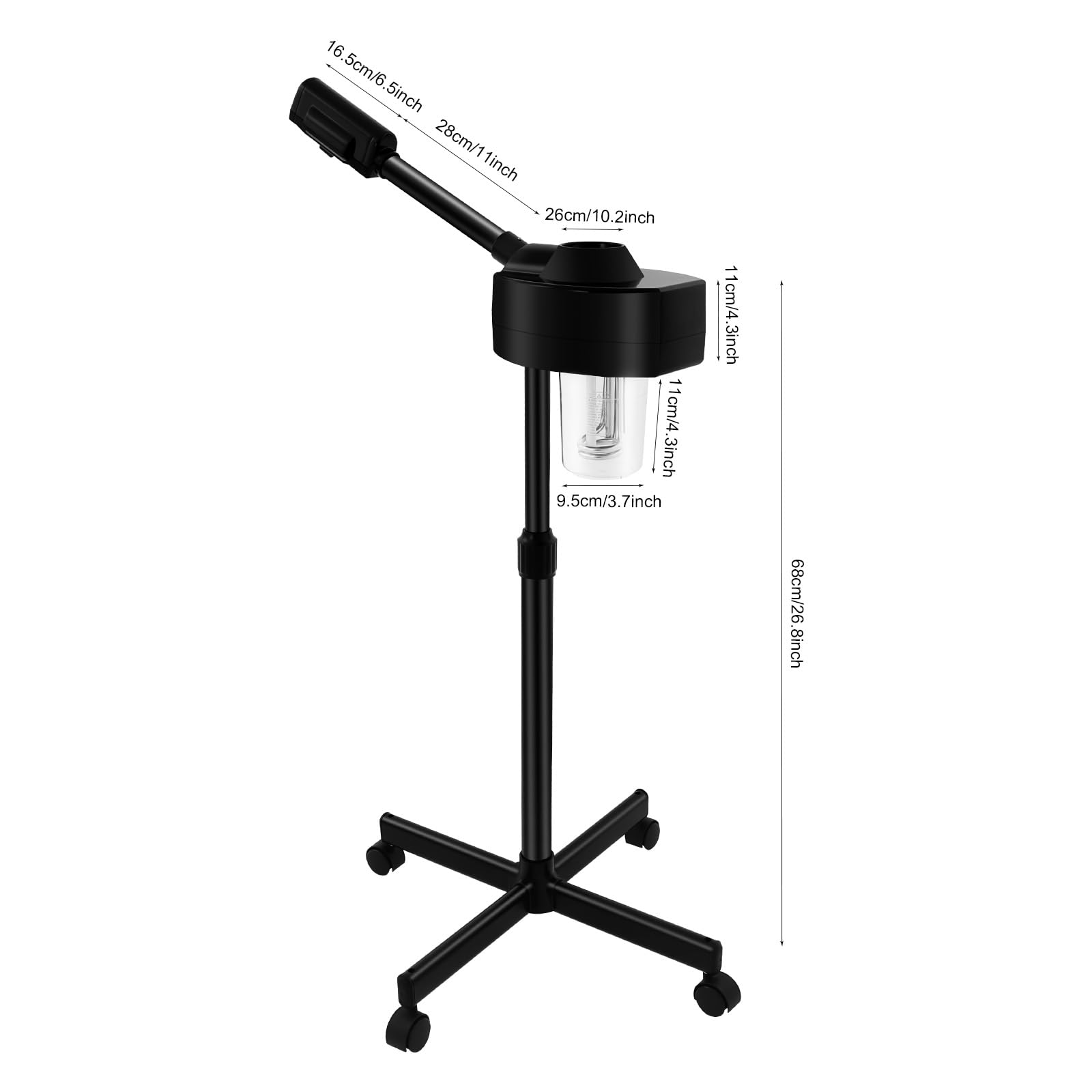 Sauna Facial Vapeur Visage Vaporisateur Facial Ozone Aromathérapie Soins Esthetique Ozone Visage Massage Spa Buse Rotative à 360 ° (Noir)