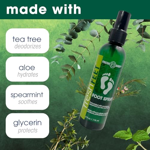Fresh Body Fresh Feet - Foot Spray for Smelly Feet, Boots & Shoe Odor, 4oz - Made without Parabens, Dyes, Sulfates or Alcohol