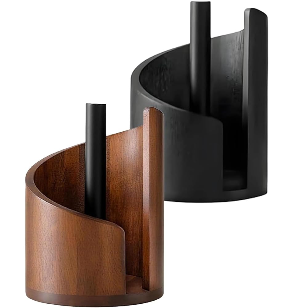 IJSDNVJNDX Upgraded New Mountain Wooden Paper Towel Holder, Wood Kitchen Countertop Paper Towel Holder,Base and Iron Holders A