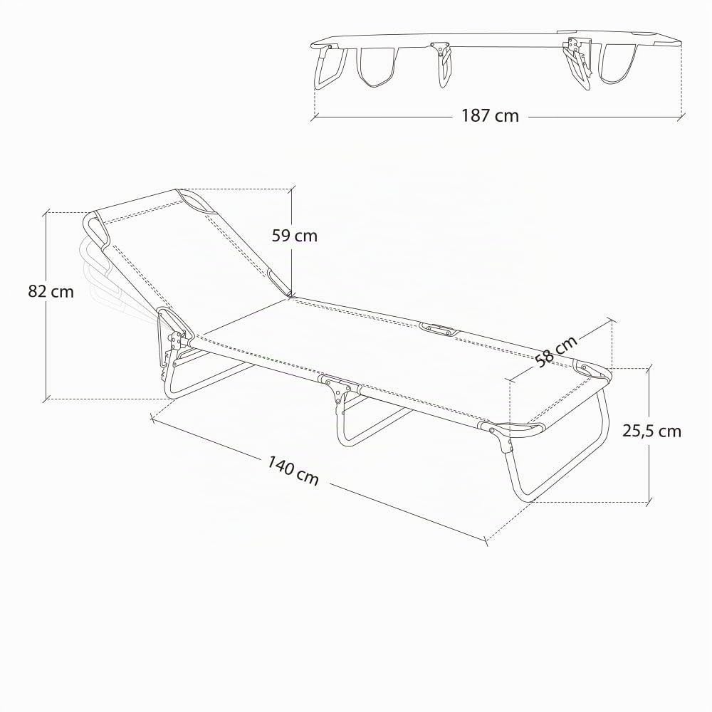 LOLAhome Pack 2 Tumbonas Jardín Exterior, Ligera Plegable y Reclinable | De 190x58x25 cm. Reclina 3 posiciones, Para Playa Camping Piscina Terraza o Jardín Aguamarina