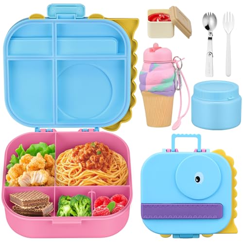 Image of Lunch Box Kids, Leak Proof 5 Compartment Bento Box for Kids, 13oz Thermo for Hot Food Kids Lunch Box,Hot Lunch Box for School Travel