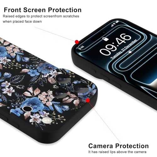 Image of ZIYE for iPhone 17 Pro Max Case Blue Flower Pattern Phone Case