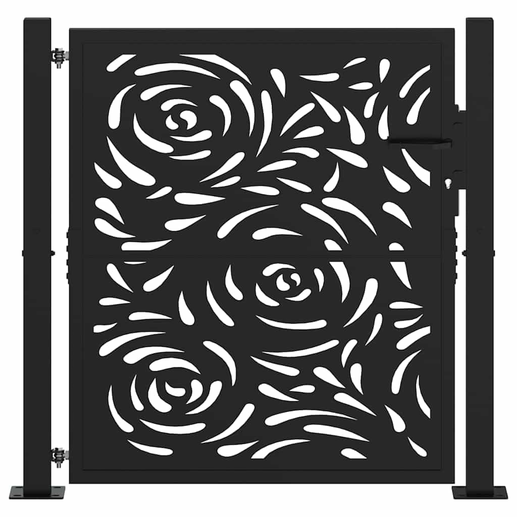 vidaXL Puerta de jardín diseño Llama Acero Negro 100x100 cm, Puerta de Cerca, Puerta Exterior, Puerta de Metal, Puerta de Seguridad, Puerta de Entrada