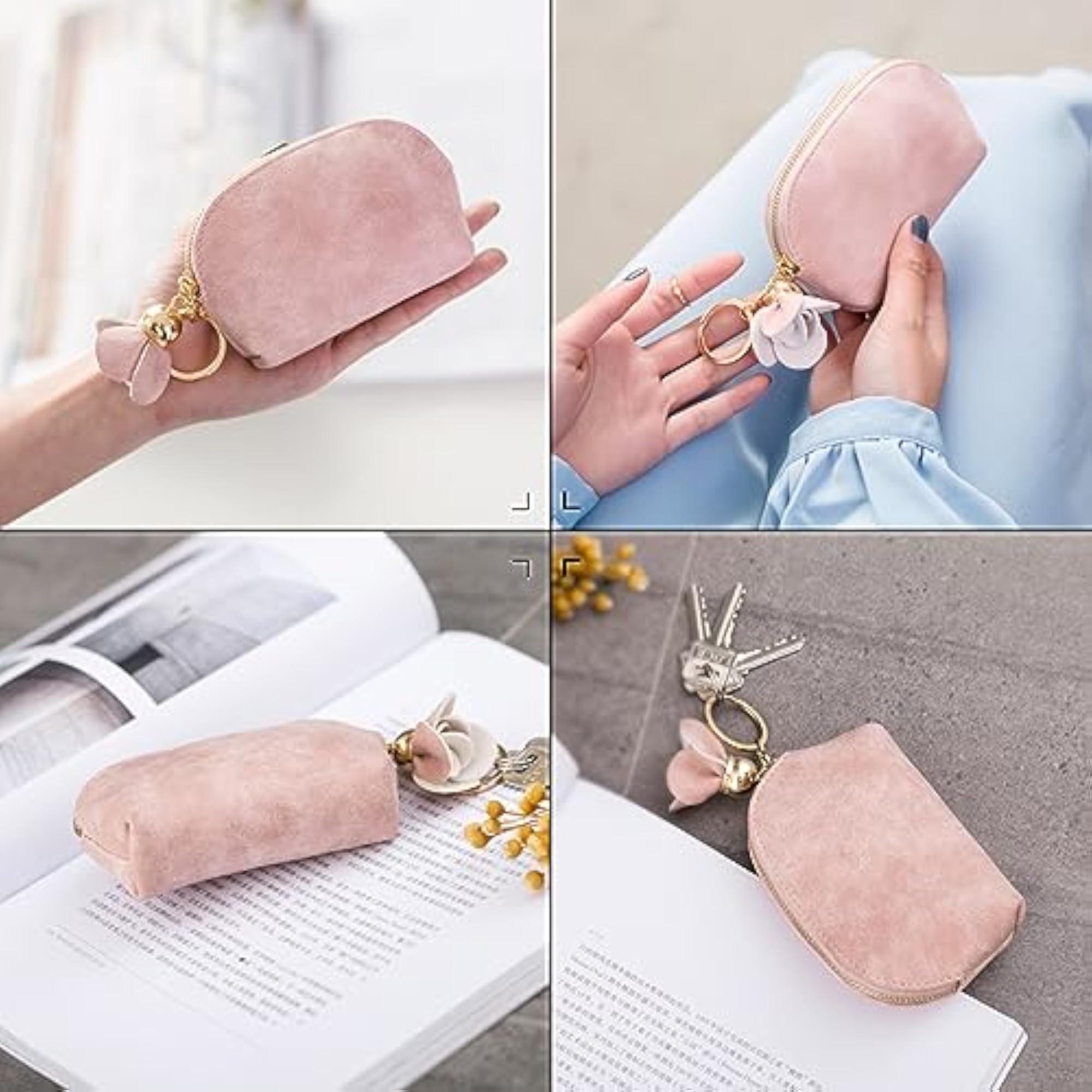 Small Coin Purse Change Pouch, Pink Mini Wallet