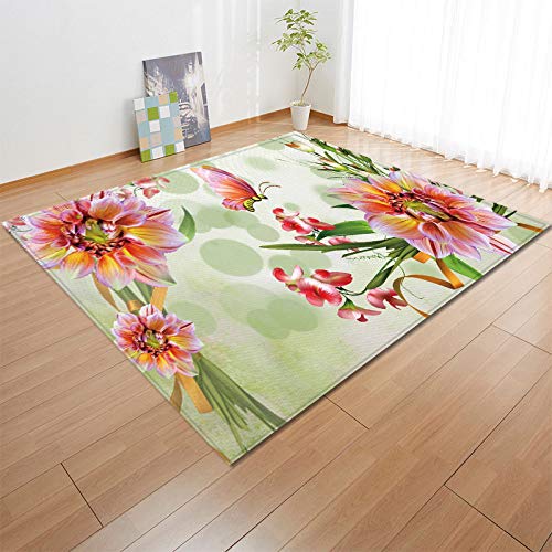 Tapis poil ras papillon vert 60x90 pour chambre enfant et salon