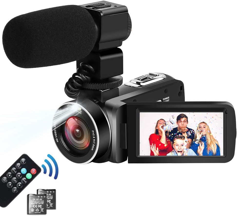 iFoulki Caméra Vidéo Caméscope FHD 1080P 24MP 30FPS Vlogging Caméra 3.0 '' 270 ° Pivotant IPS Écran 18x Numérique Zoom IR Nuit Vision Numérique Caméra...