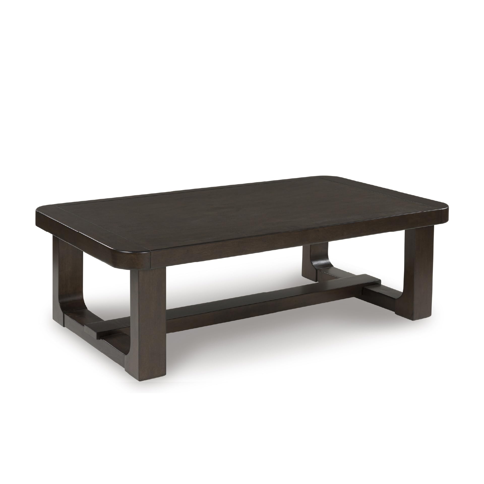 Signature Design by Ashley Breckington Modern Coffee Table with Trestle Base, Dark Brown