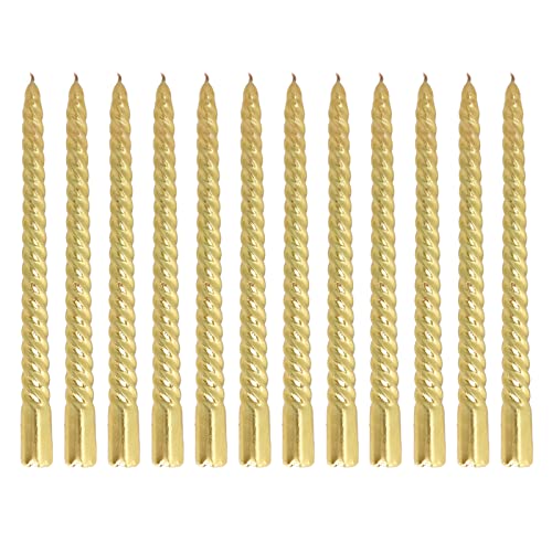 SUNGOOYUE Twisted Candle, Soy Wax Smokeless Metallic Twisted Candlestick Taper Candles for Wedding Party Candles (Gold)