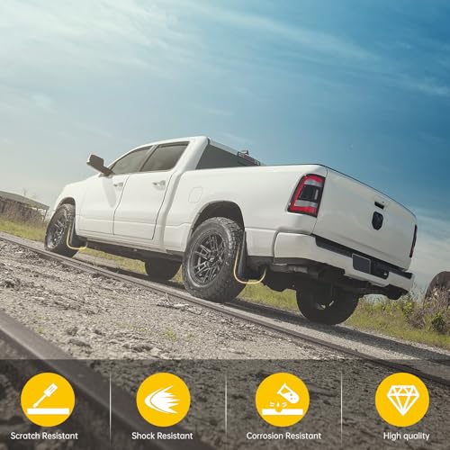 Image of Mud Flaps for 2019-2024 Dodge Ram 1500 (New Body Style) Without OEM Fender Flares, No Dril Splash Guards Front & Rear Truck Mud Guards Set Accessories(4pcs)