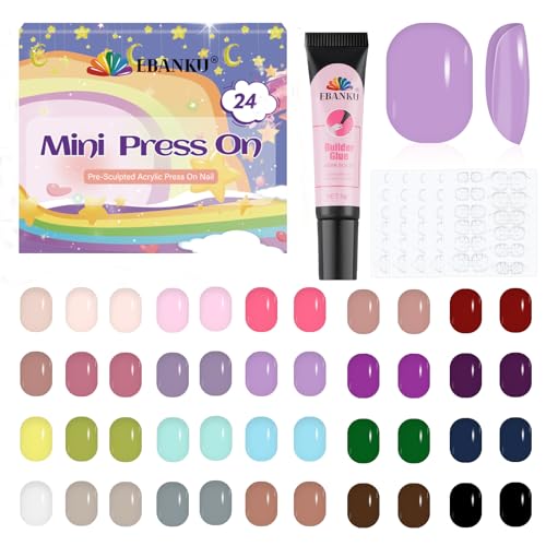 576 Pieces Kids Short Glossy Press on Nails, EBANKU False Nails