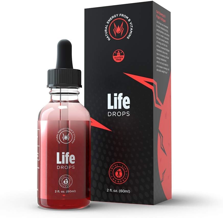 TLC IASO Life Drops Energy Booster - Cellular Metabolism Energy Supplement, Vitamin B12 Vitamin B5, 2 Fl. Oz. (60ml)