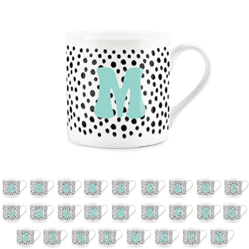 Purely Home Letter Initial Personalised Mugs - Spotty Alphabet Bone China Coffee/Tea Cups (M)