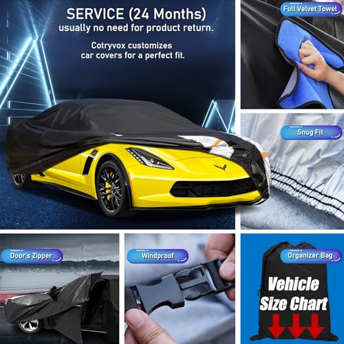 Image of 10-Layer Waterproof Sports Car Cover. See Vehicle Size-Chart for Accurate Fit. All Weather Full Outdoor Covers. Chevy Corvette, Porsche 911, Toyota Supra.Sun Snow Rain.Size C3(See Size Chart)