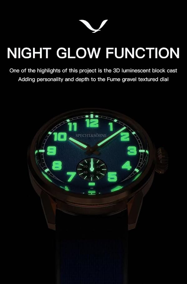 Specht & Söhne New Automatic Mechanical Watch for Men Green Color Rubber Strap Sapphire Crystal C3 Luminous 38mm Sports Watches (Silver-Green) by SPECHT&SOHNE - Used condition - Image 3