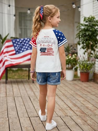 Image of AMWIPE Boys Girls USA Shirt Kids 250 Anniversary USA Shirts American Flag Tshirt 4th of July Outfits Cute Patriotic Top 6-14y