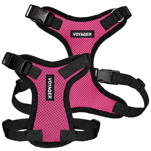 Image of Voyager Step-in Pet Harness - All Weather Mesh, Adjustable Step in Harness for Cats and Dogs by Best Pet Supplies - Fuchsia /Black Trim, S