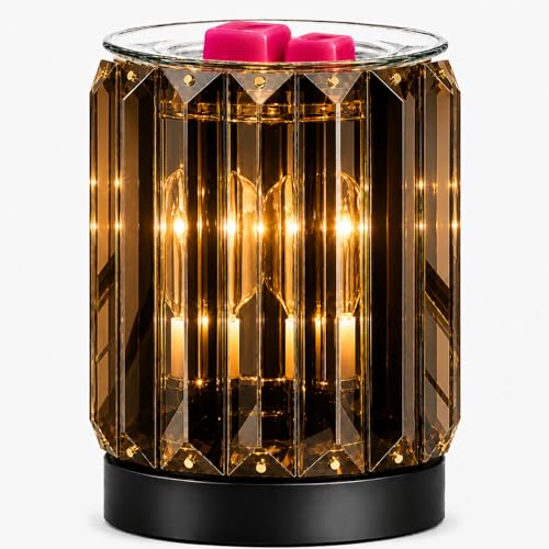 Leyoue Wax Melting Heater Electric Burning Burner Electric Essential Oil Warmer Incense Wax Melt Warmer Night Light Aroma Decorative Lamp for Gifts & Decor(Ironwork Crystal)