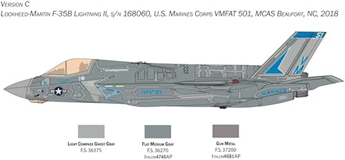 Miniatura 19 de Italeri -2810 F-35 B Lightning II Versión STOVL, escala 1:48, kit de modelo, modelo de plástico para montar, modelado, multicolor, IT2810