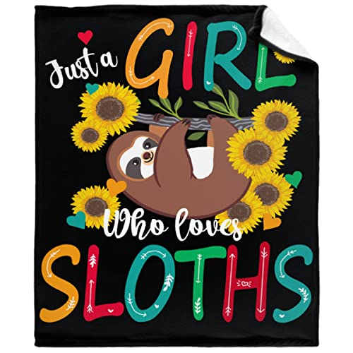 Just A Girl Who Loves Sloths Blanket Lightweight Flannel Fleece Healing Inspirational Message Throw Blankets Cozy Plush Microfiber All-Season Blanket for Bed/Couch/Sofa -Oversize 120x90 Inch XL
