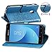 Galaxy J7 Refine Case - PU Leather Wallet Embossed Mandala Floral Flowers Kickstand Flip Cover Card Holder for J7 2018 Blue