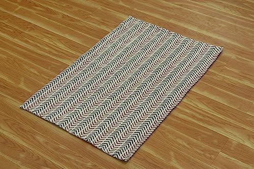 Tapis rectangulaire moderne style bohème en coton lavable beige - 5