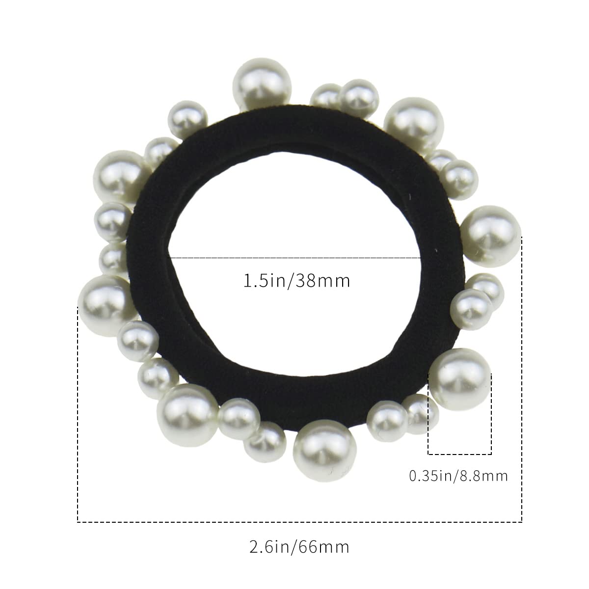 12 bandas elásticas para el pelo con perlas negras para el pelo, coleteros para coleta, accesorios para el cabello para mujeres y niñas
