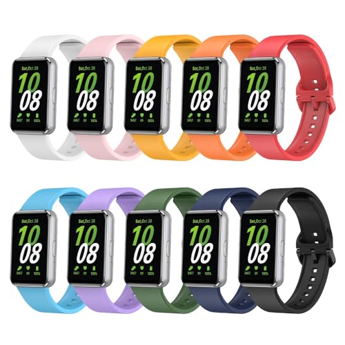 Compatible for Samsung Galaxy Fit 3 Watch Bands Soft Silicone Replacement Straps Adjustable Sport Wristbands for SAMSUNG Galaxy FIT 3 SM-R390 Smartwatch Bands for Women&Men (10Colors)