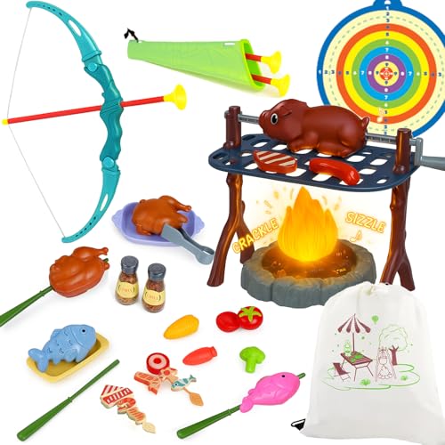 KidzAdventure Kids Camping Toys: Pretend Campfire/BBQ Grill Toys & Bow and Arrow Game Set - Perfect Kids Camping Set for Outdoor Play, Christmas, Holiday N Birthday Gifts
