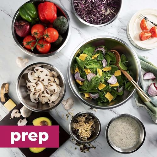 Image of Shiyon Stainless Steel Mixing Bowls Set Without Lid-Silver (5 Bowl Set)