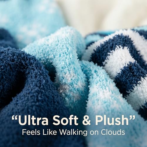 Image of Tipi Toe Womens Fuzzy Crew Socks with Anti Slip Grips Warm Cozy Fluffy Winter Slipper Socks Non Skid Home Socks for Women