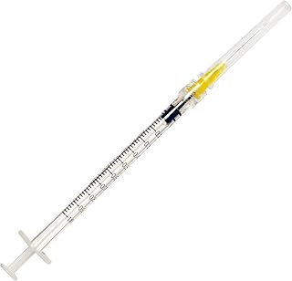 12 Pack 1ml Industrial Syringes with 25Ga 1 Inch Needle, Plastic Disposable Syringe and needle for Scientific Labs, Liquids Refilling and Measuring