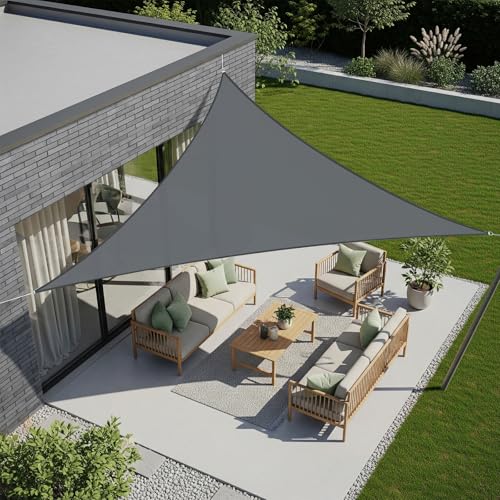 AXT SHADE Sonnensegel Wasserdicht Dreieckig 3,5x3,5x3,5m Wetterschutz Sonnenschutz mit UV Schutz für Terrasse Balkon Garten-Grau Anthrazit