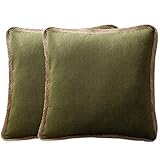 Leeko Soft Dekorative Quadrat Pelz Kissenbezug Kunstfell Reißverschluss Kissenhülle Kissenbezüge Fellkissen Sofakissen Wildfell Fell Bezüge Kissen Hülle Sofa Deko Hüllen 45 x 45cm 2PCS (B-Olivgrün)