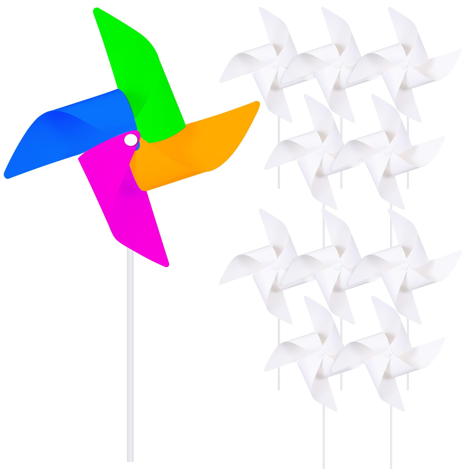 TOYANDONA 12 Pcs Blank Diy Painting Windmills Kit - Paper Pinwheels for Kids Arts And Crafts - Educational Coloring Craft Set for Birthday Party Favors, School Projects & Garden Decoration