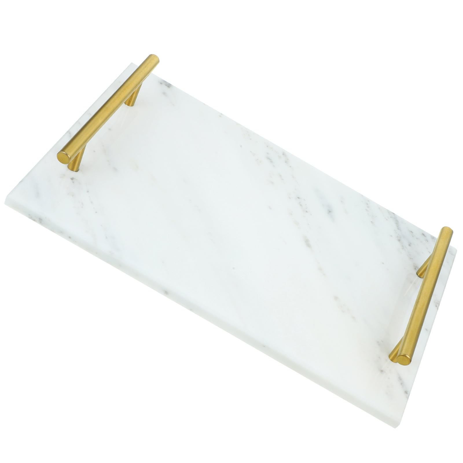 Vassoio in Marmo Bianco con Manici Laterali 30x20 Cm, Porta Antipasti e Frutta Secca Resistente, Leggero e Compatto, per Feste e Condivisione Snack