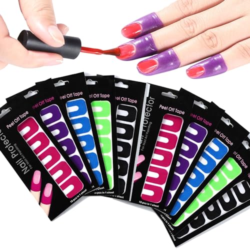 JIAMIAN 100 Plantillas Barrera Para Uñas, Diez Tamaños Prueba Derrames Herramientas Protectoras Manicura, Ideales Para Manicura Polish, Protectores Reusables
