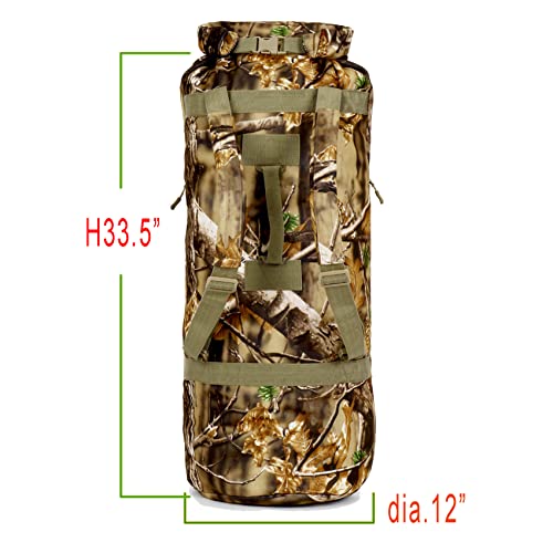 Auscamotek Top Load Camo Duffel Bag For Hunting Gear - Water Resistant Blind Duffle Backpack- Camouflage Military Style Seabag #TOP1