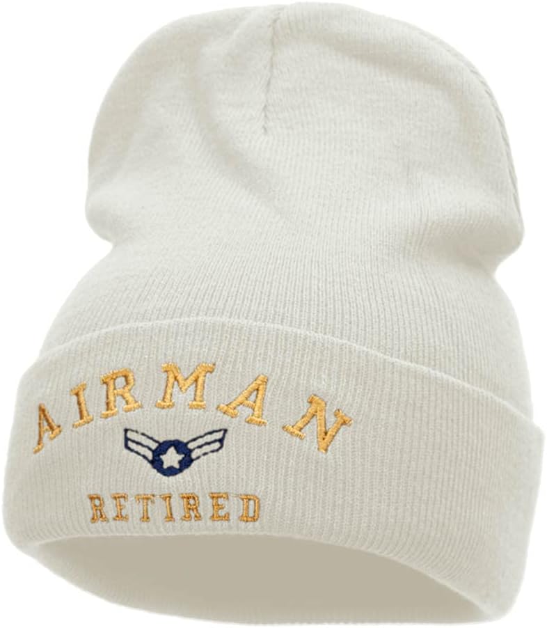e4Hats.com Airman Retired Embroidered Long Knitted Beanie