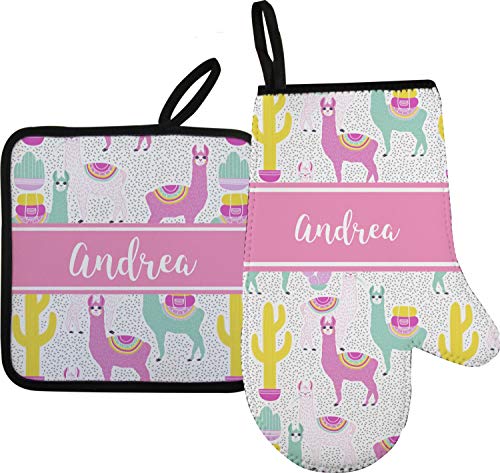 YouCustomizeIt Personalized Llamas Right Oven Mitt & Pot Holder Set w/Name or Text