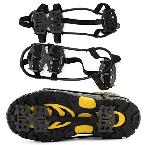 Pinchos para hielo para zapatos, crampones con 24 púas, antideslizantes, para invierno, exterior, escalada, trekking, alta...