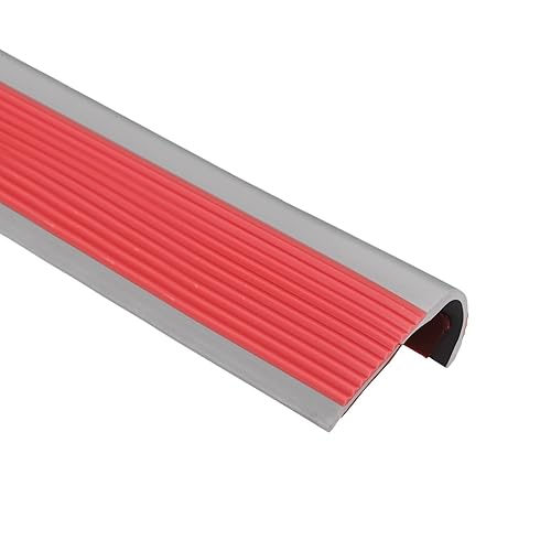 Miniatura 18 de uxcell 1 protector de borde de escalera de vinilo, borde antideslizante, peldaños interiores y exteriores, fácil de instalar, 3.3 pies, negro y gris