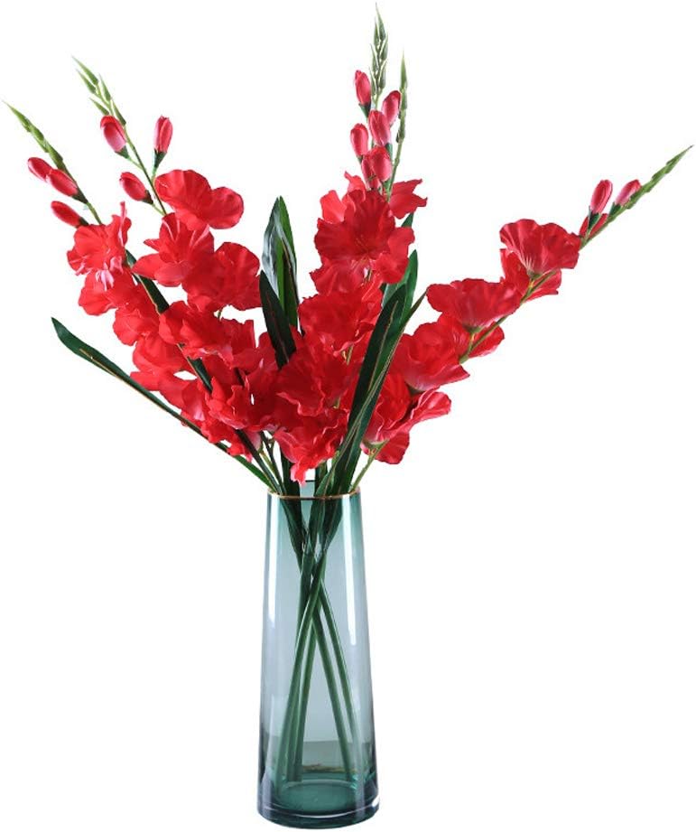 CMJLBM 5pcs 30'' Orchids Artificial Flowers Single Stem Gladiolus Fake Flowers for Home Garden Party Wedding Decoration(Vase not Included) (Yellow) : Home & Kitchen