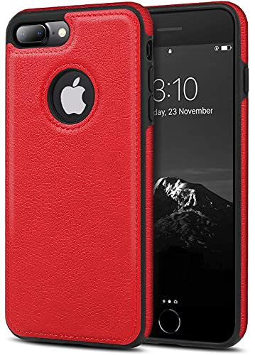 Étui iPhone 7 Plus rouge en cuir vegan chic pour vos déplacements