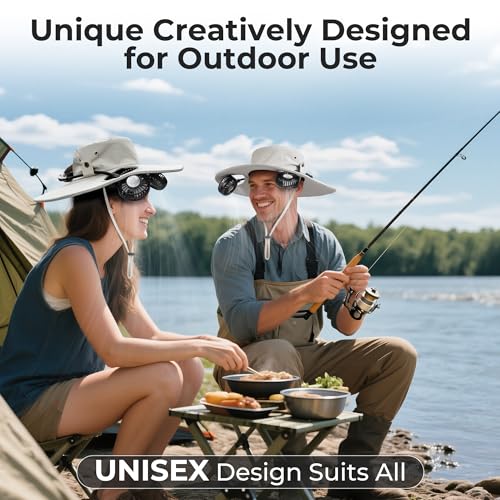 AMACOOL 2-in-1 Bucket Hat Fan with Detachable Neck Fan, UPF 50+ Wide Brim Sun Hat, Gifts for Father Dad Husband, Fishing Essentials 2026 for Men Women Camping Hiking Beach Gardening Outdoor - image 2