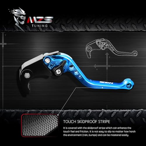 Image of MZS Blue Motorcycle Brake Clutch Levers Adjustable Short CNC Set | for GSXR 600 97-03, GSXR 750 96-03, GSXR 1000 01-04, GSXS 750 11-23, SV650 16-21, Vstrom 650 DL650 11-21, GSX250R 18-22
