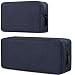Travel Electronics Cable Organizer Bag Accessories Bag,Canvas Waterproof Universal Electronics/Accessories Multifunction Carrying Case Gadgets Bag Pouch 2 Pieces,Navy Blue(Small+Big)