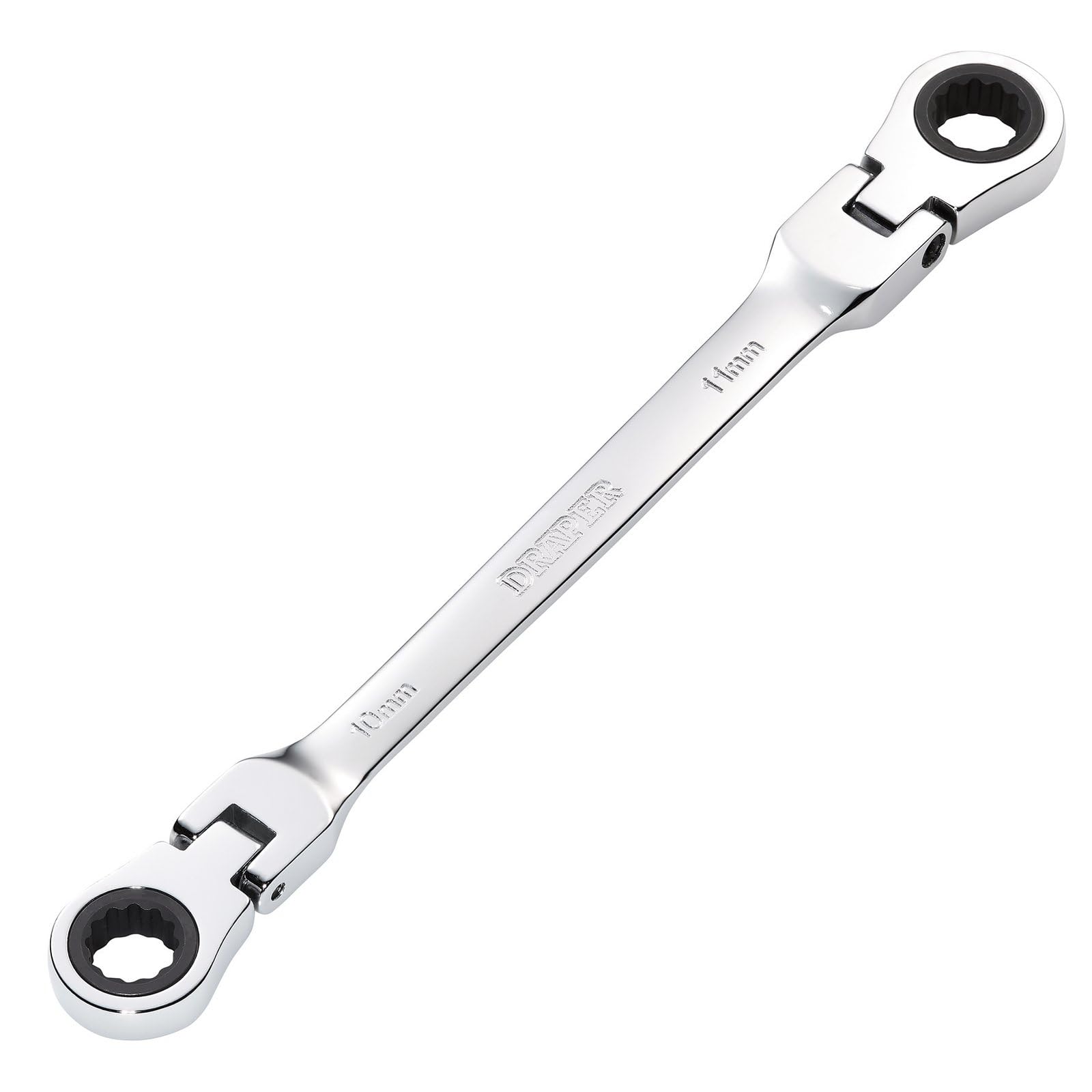 Draper27745 HI-TORQ Metric Flexible Head Double Ring Ratchet Spanner, 10 x 11mm